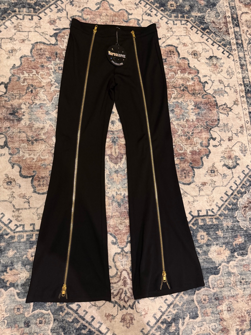 Black Pants with Gold Front Zips